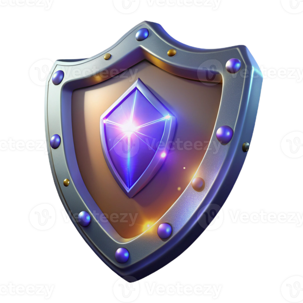 magnificent classic Glowing Gemstone Shield 3D Render exclusive png