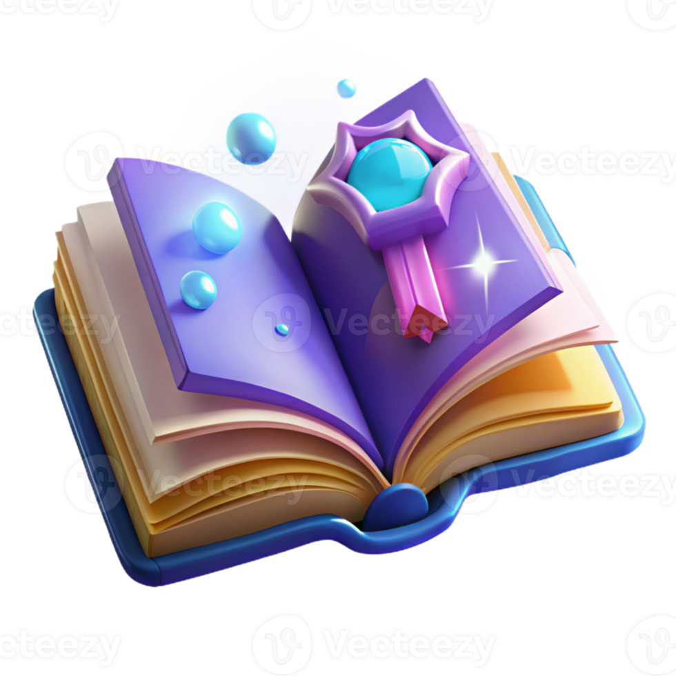 wonderful minimalist Magical Book 3D Illustration high resolution png