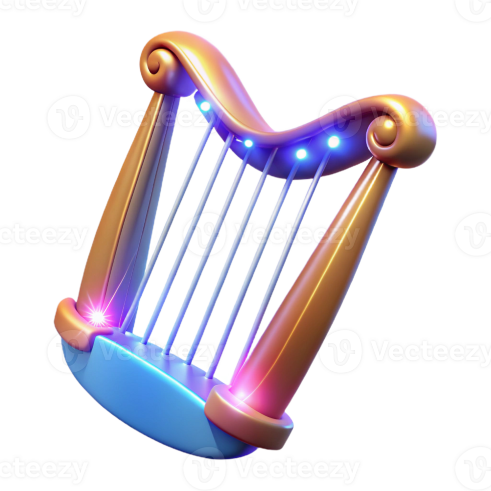 extraordinary minimalist Luminous Harp 3D Render high resolution png