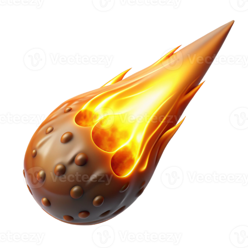 elegant traditional Fiery Meteoroid 3D Illustration premium png