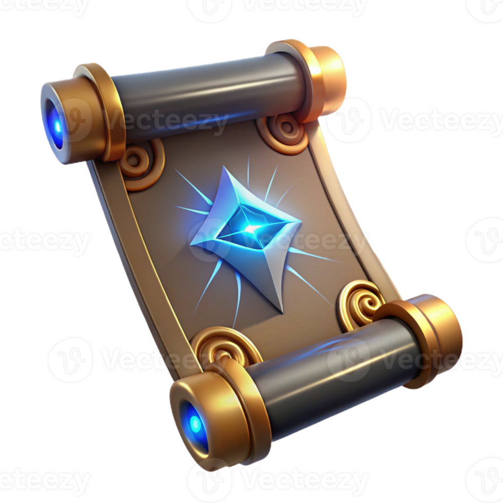 elegant modern Mystic Scroll 3D Render original png