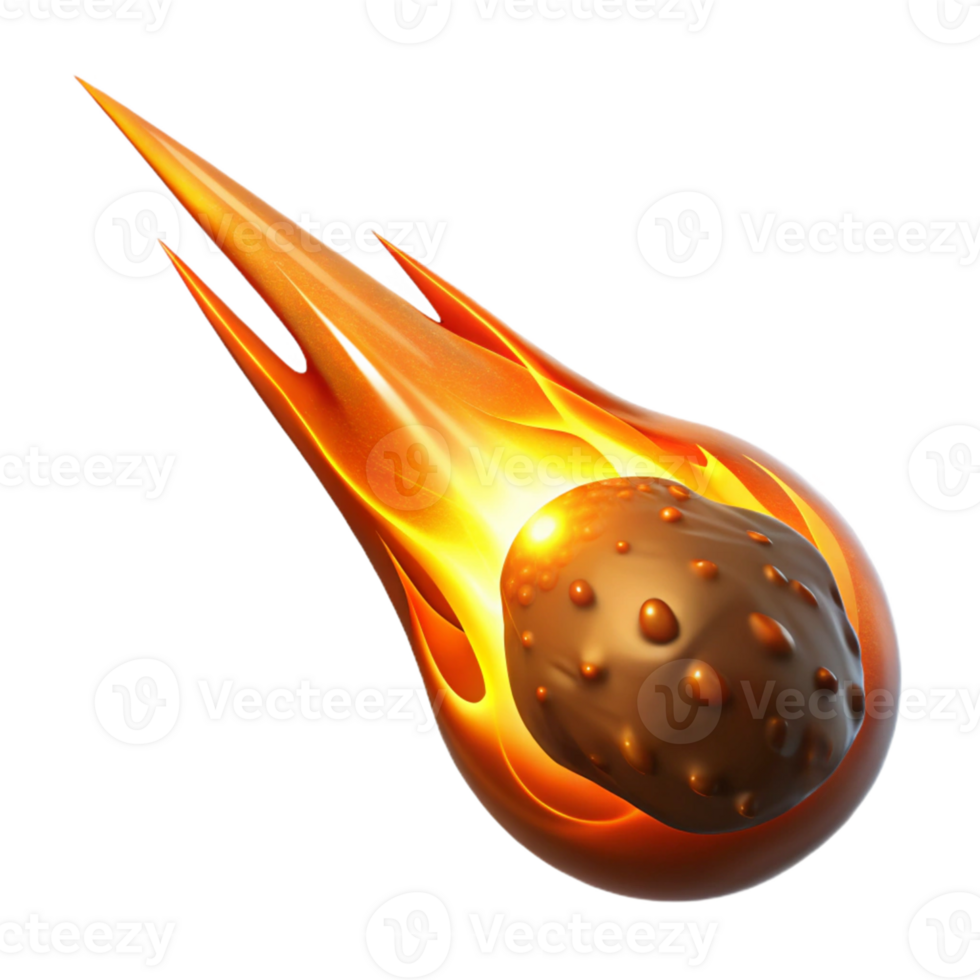 magnificent creative Fiery Chocolate Meteor 3D Illustration 4K png