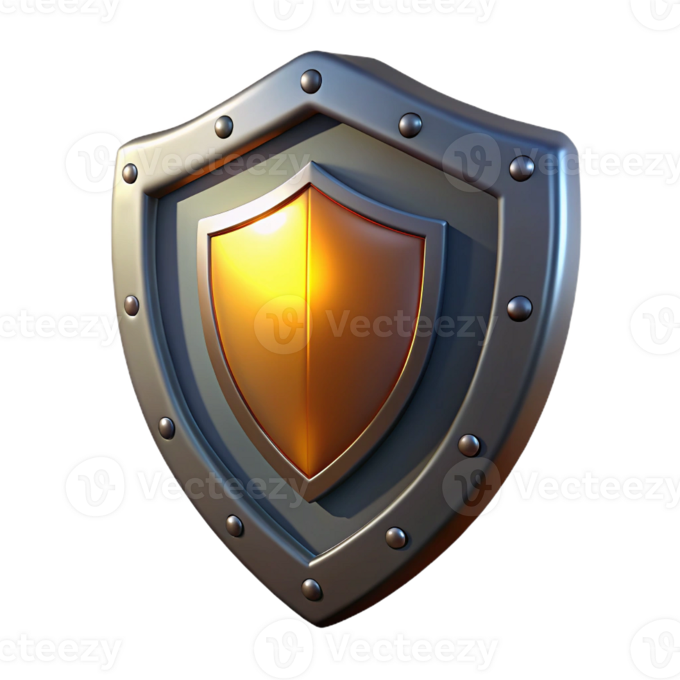 magnificent abstract 3D Render Golden Shield Graphic detailed png