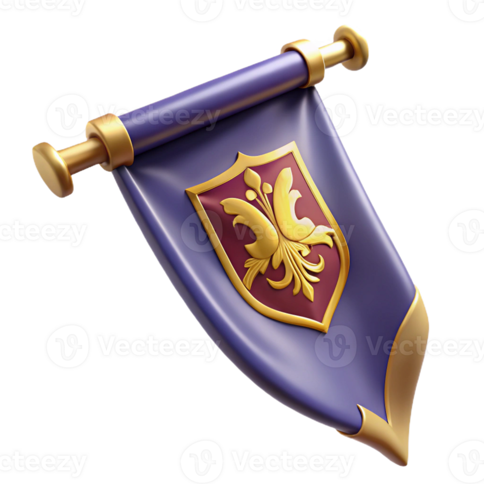 extraordinary classic Purple and Gold Scroll 3D Render exclusive png