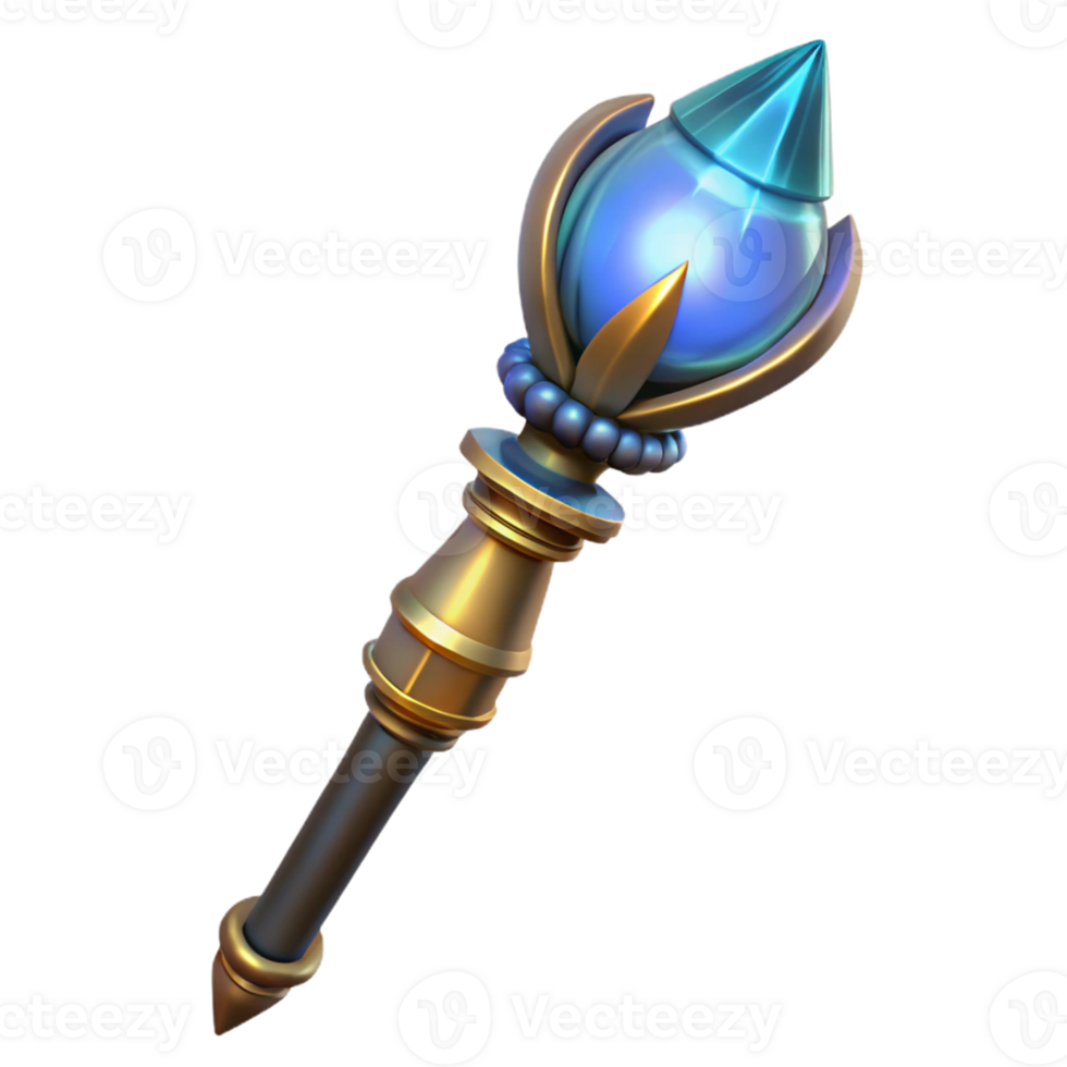 beautiful classic Fantasy 3D Render of Ornate Scepter authentic png