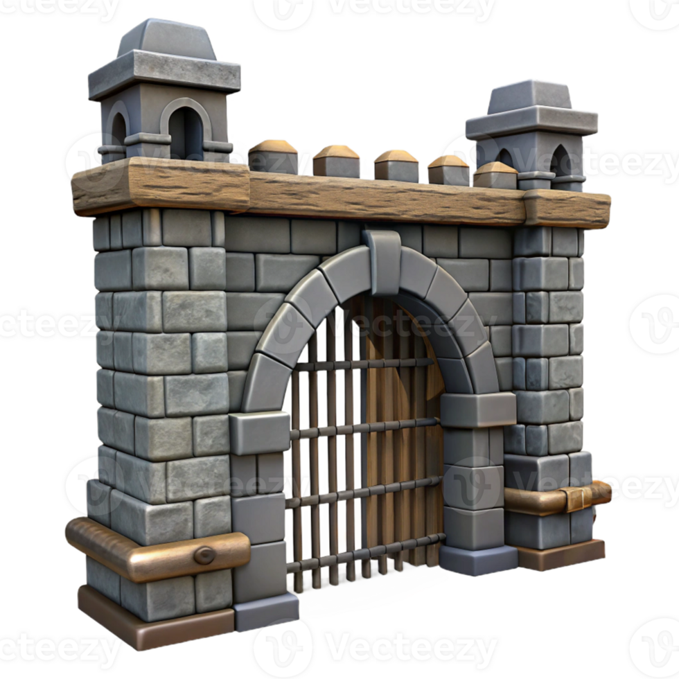 extraordinary traditional Stylized 3D Model Stone Gate genuine png