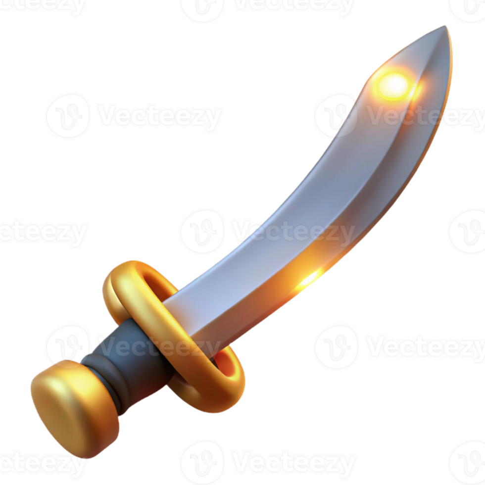 beautiful rustic Glowing Golden 3D Sword Illustration exclusive png