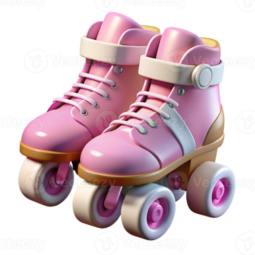 elegant artistic Pink Roller Skates 3D Render 4K png