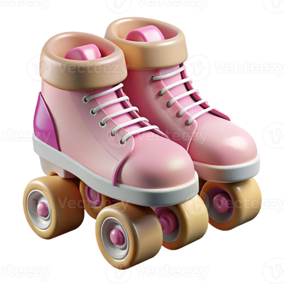 impressive creative Pink Roller Skates 3D Illustration high quality png
