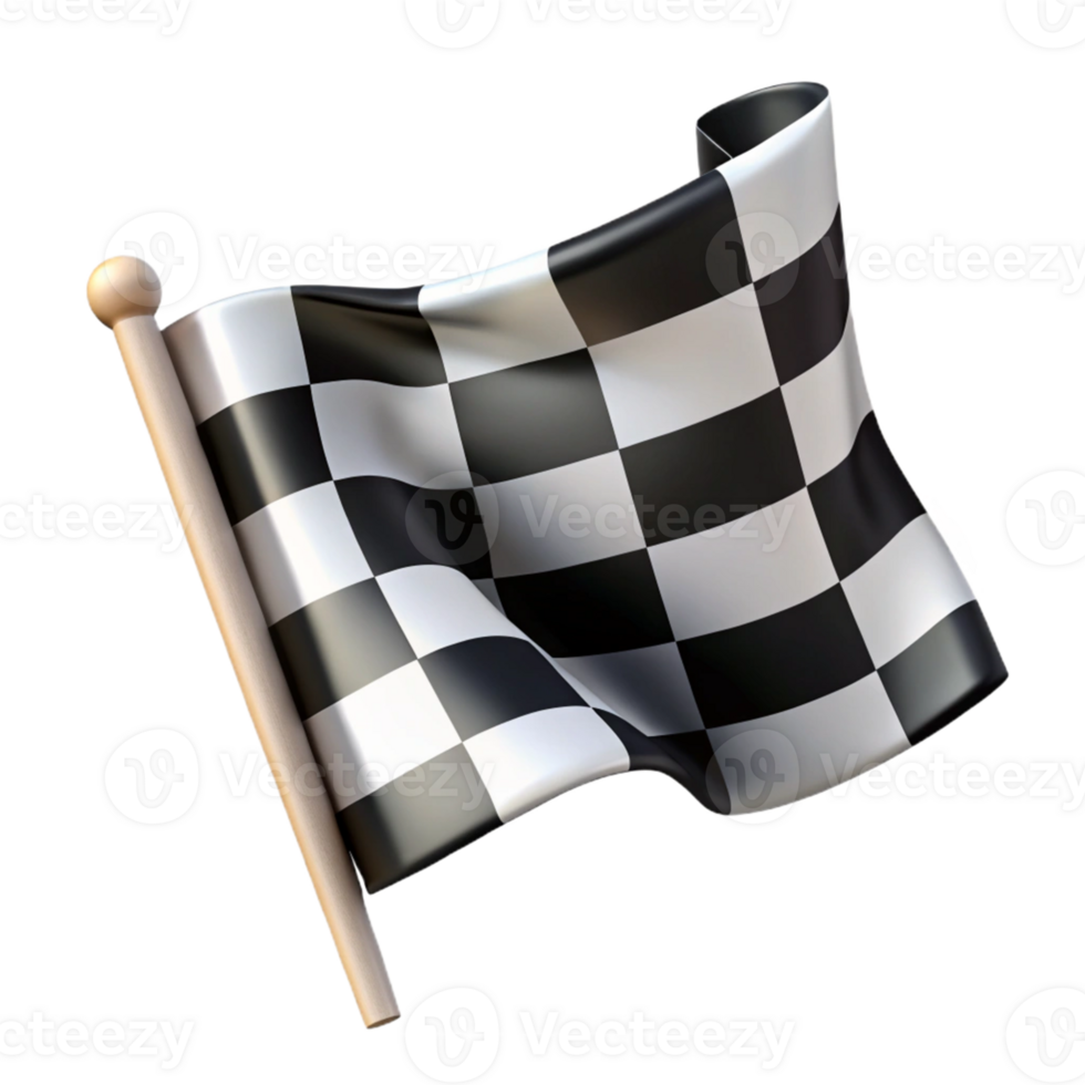 dramatic rustic 3D Checkered Flag Illustration 4K png