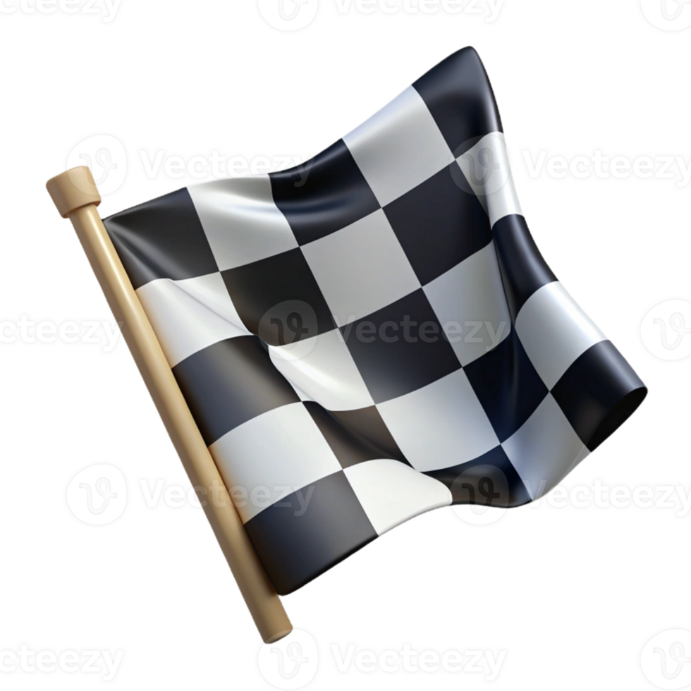 impressive artistic 3D Checkered Flag Illustration high resolution png