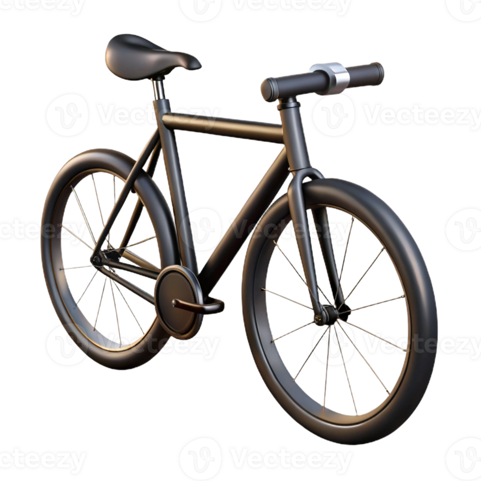 wonderful creative Sleek Black Bicycle 3D Render high resolution png