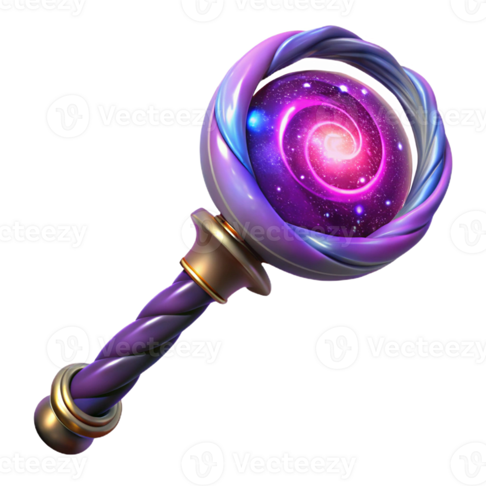 dramatic artistic Cosmic Spiral Wand 3D Render 4K png