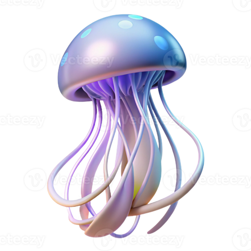 beautiful rustic 3D Render of a Psychedelic Jellyfish Illustration high quality png