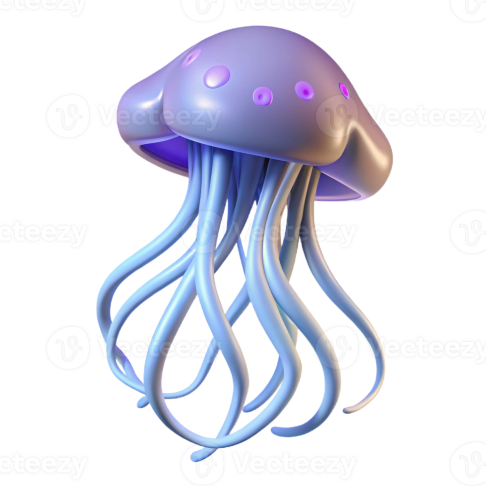 elegant modern 3D Render of a Cartoon Jellyfish authentic png