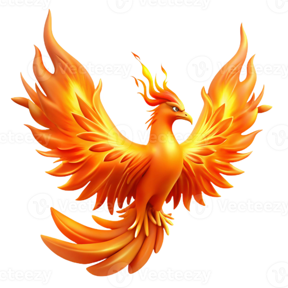 beautiful traditional Fiery Phoenix Illustration original png