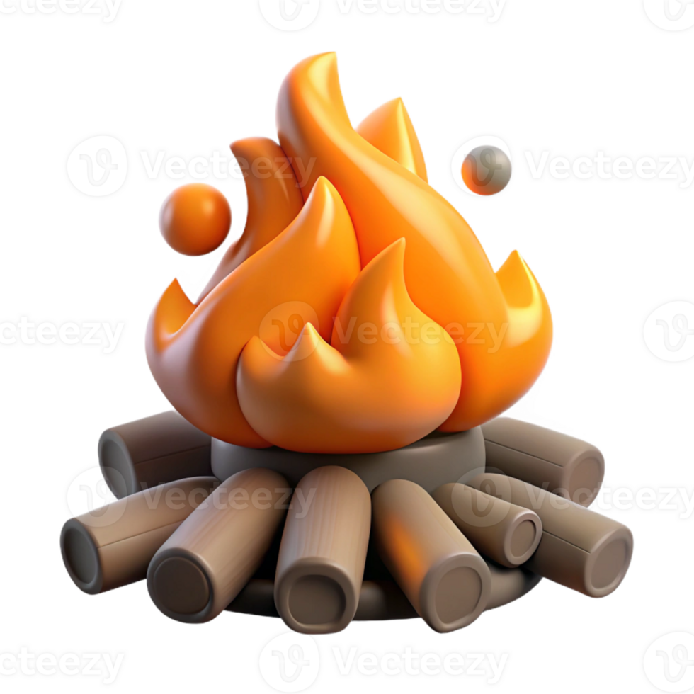 elegant artistic Cartoon Campfire 3D Render 4K png