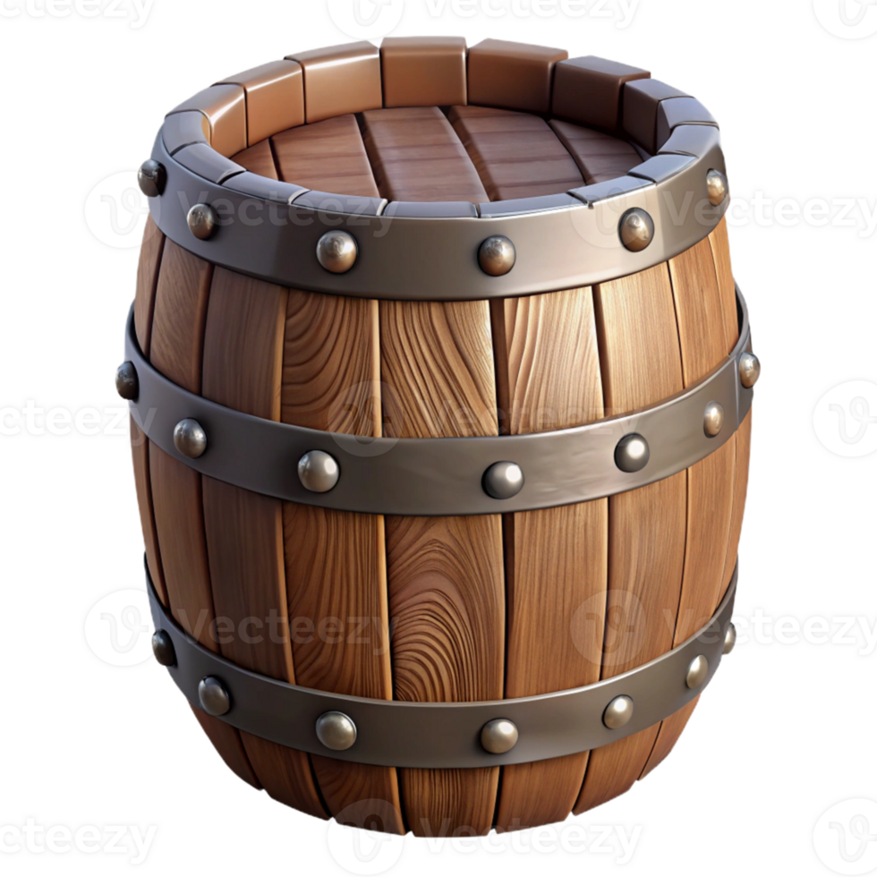serene traditional Wooden Barrel 3D Render authentic png