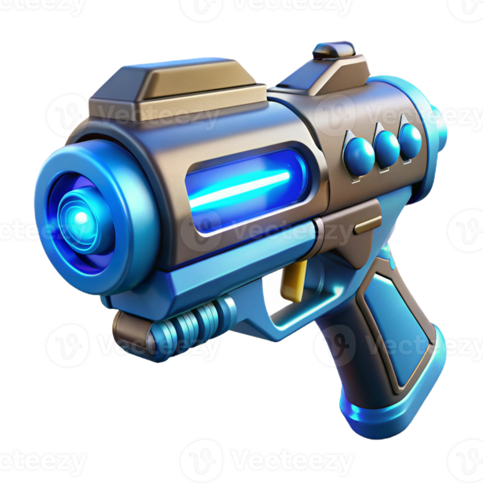 serene rustic Futuristic 3D Laser Gun Render premium png
