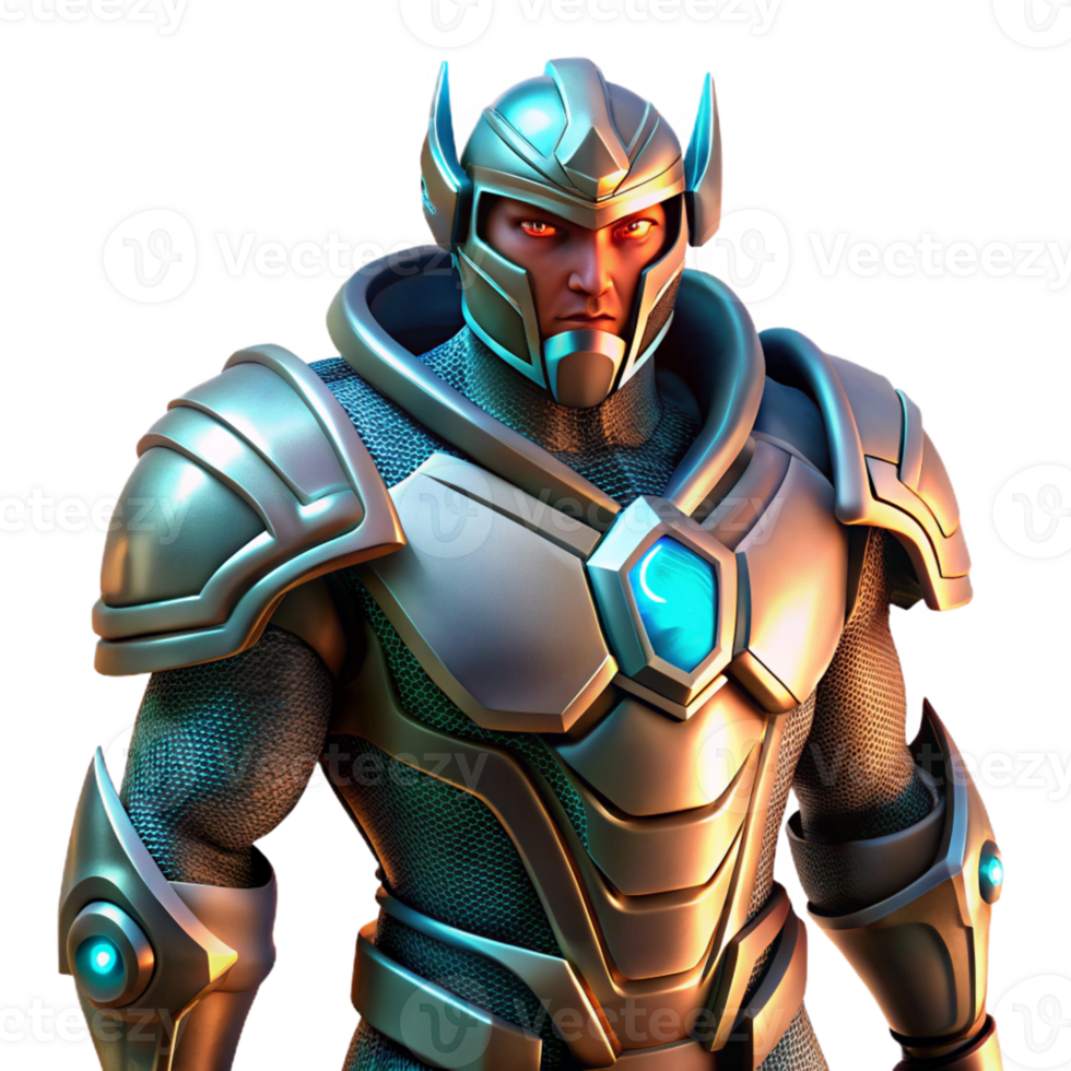 vibrant classic 3D Render Futuristic Knight Armor genuine png