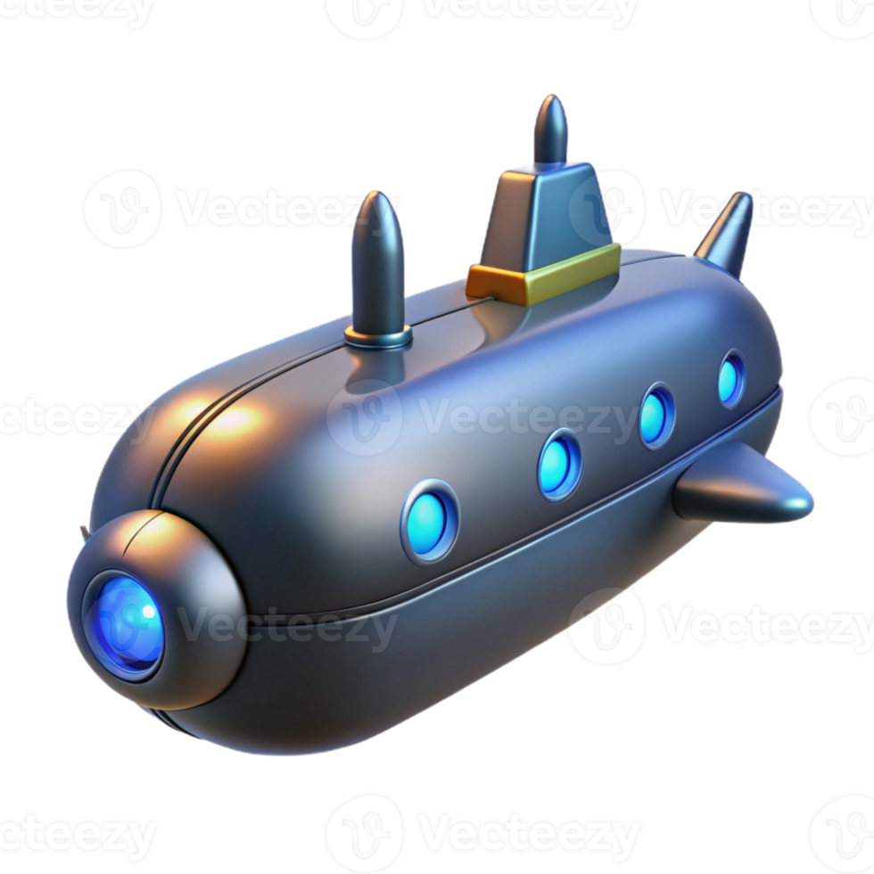 beautiful abstract 3D Render Submarine Illustration genuine png