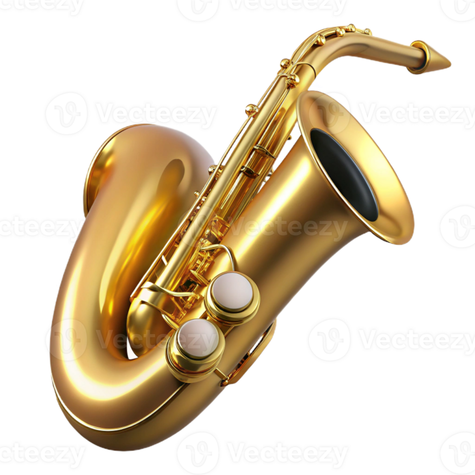 stunning classic Golden Saxophone 3D Render original png