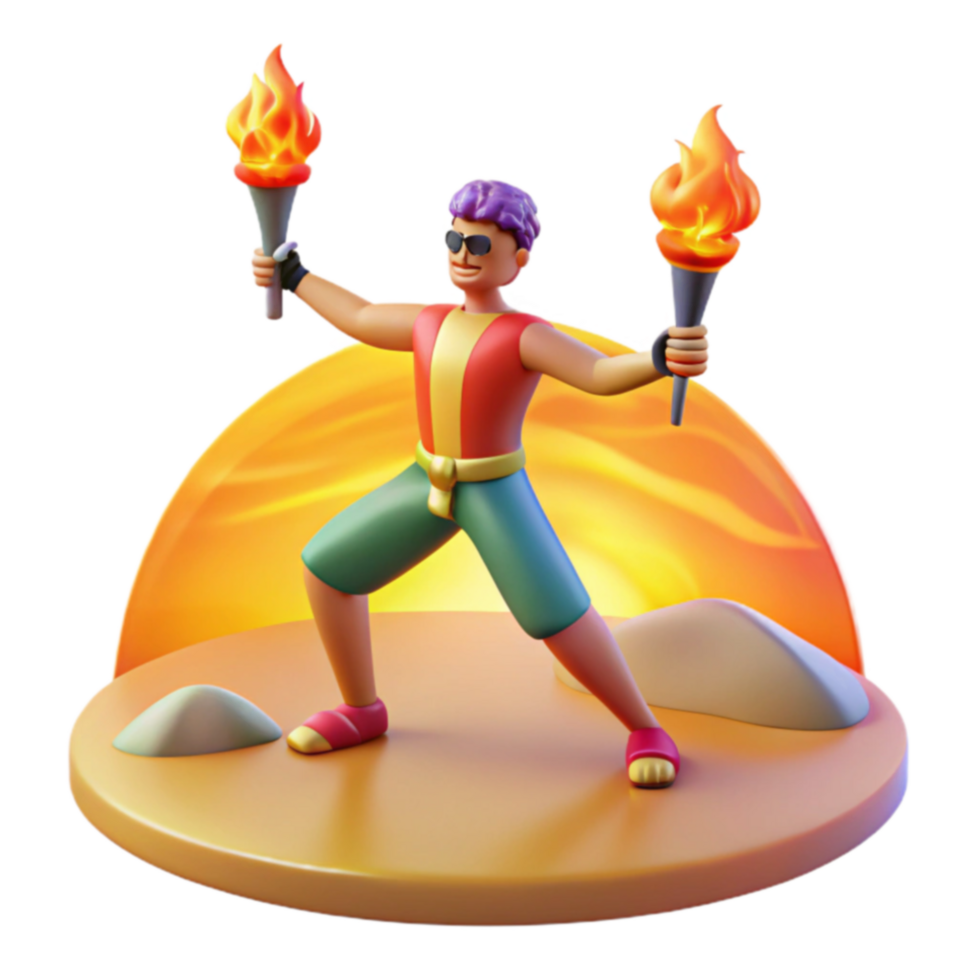 3D Render Sunset Torchbearer png