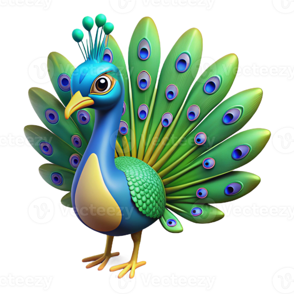 impressive vintage Adorable 3D Peacock Illustration exclusive png