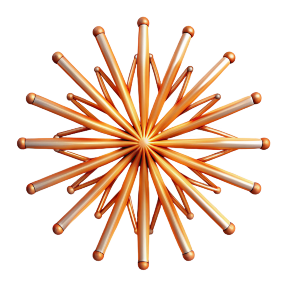 Abstract Geometric Starburst 3D Render of Symmetrical Structure png