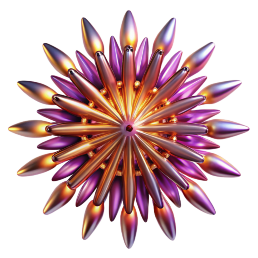 Abstract 3D Metallic Flower Iridescent Radiance png