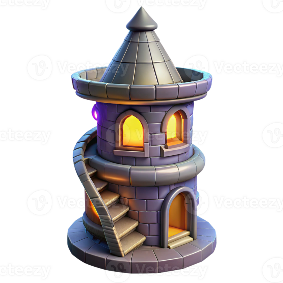 serene abstract Fantasy Tower 3D Model original png
