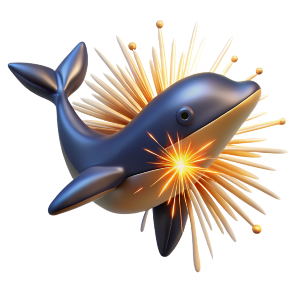 Sparkling Dolphin 3D Render of Aquatic Mammal with Fireworks png