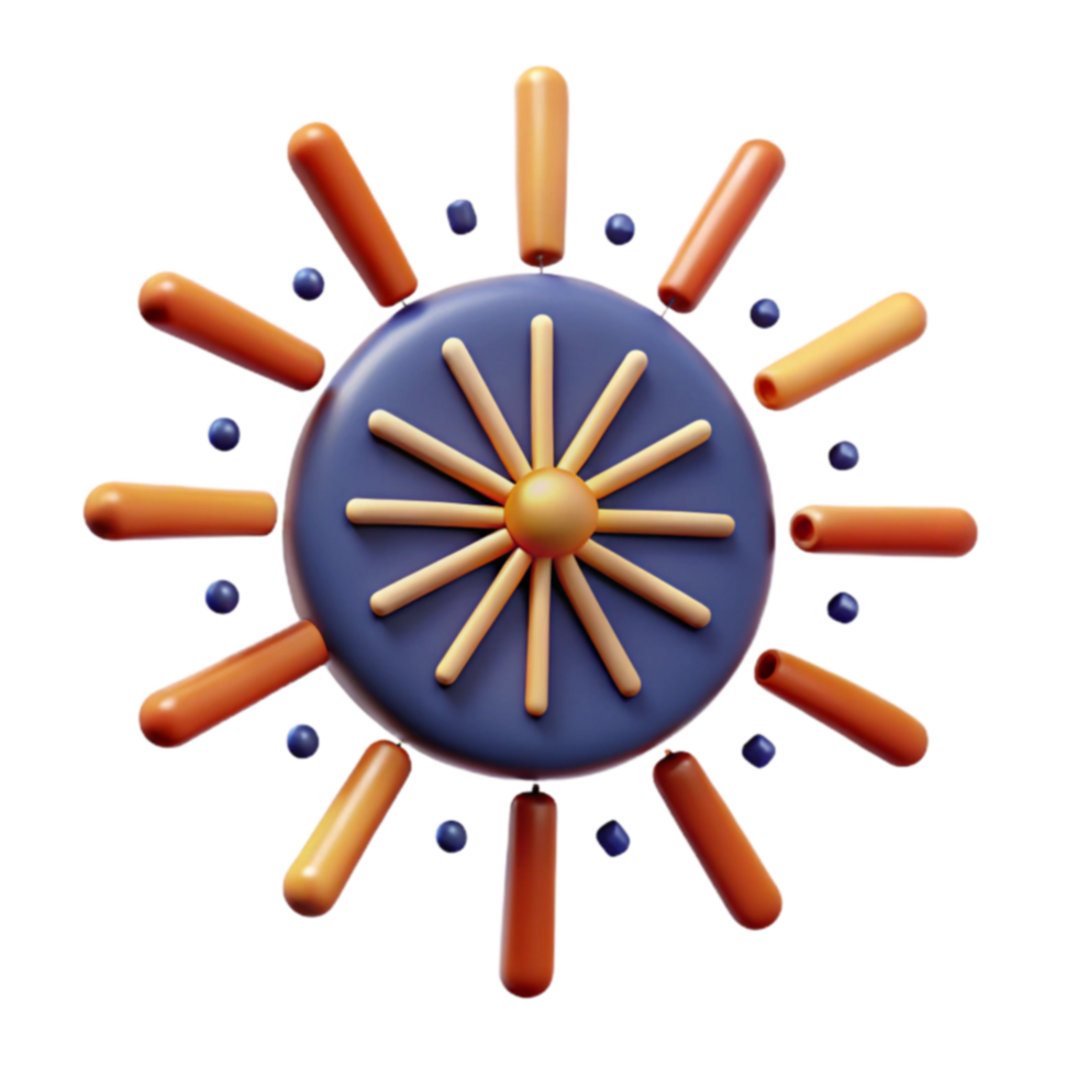 Abstract 3D Sunburst Design Circular, Geometric, Orange, Blue png