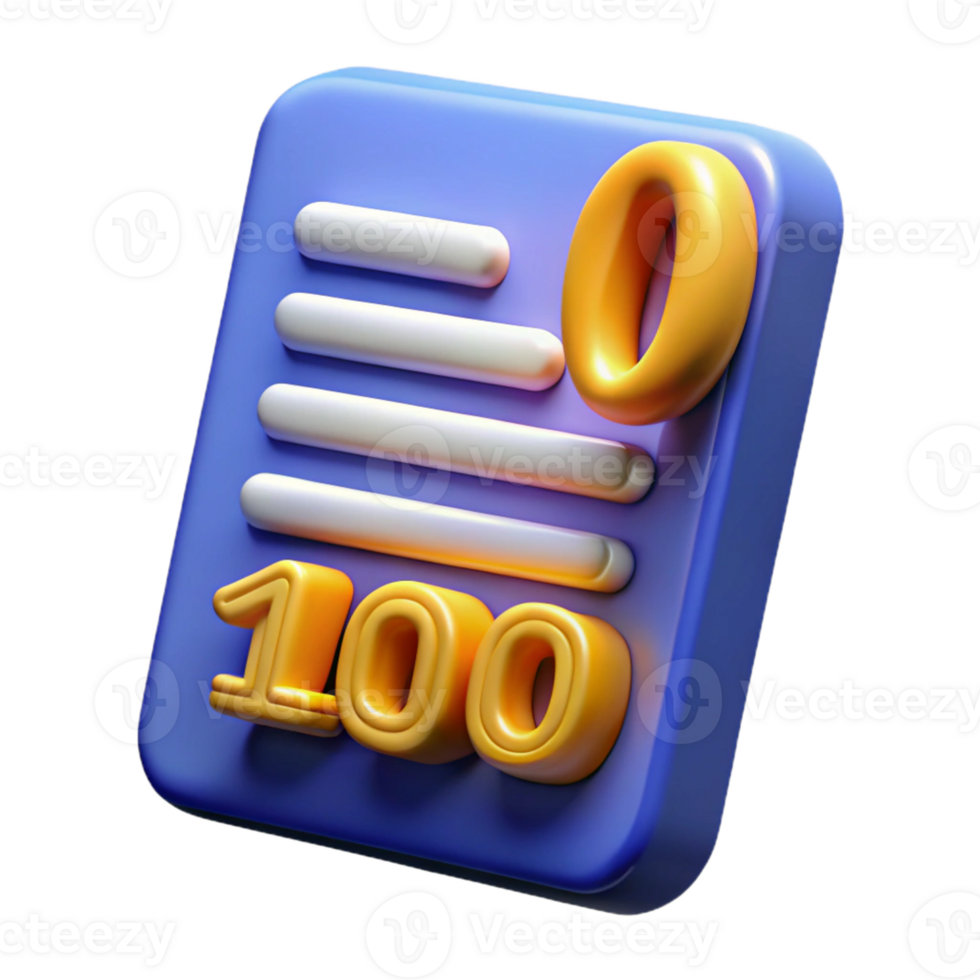 impressive rustic 3D Render of Score 100, Progress Report Illustration professional png