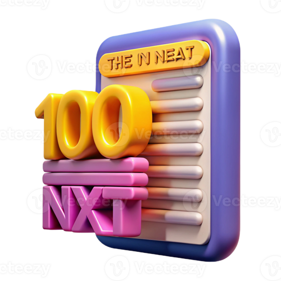 wonderful creative 3D Render 100 Next List App Icon authentic png
