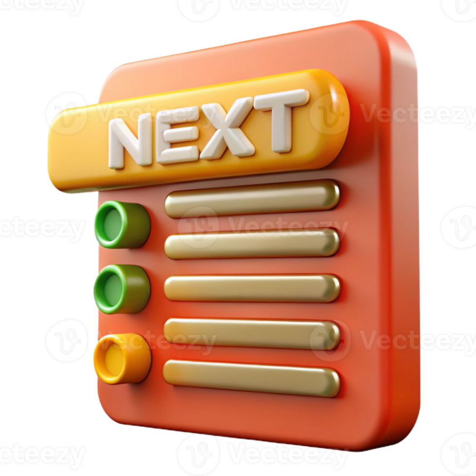 stunning minimalist 3D Render Next Button Interface Illustration premium png