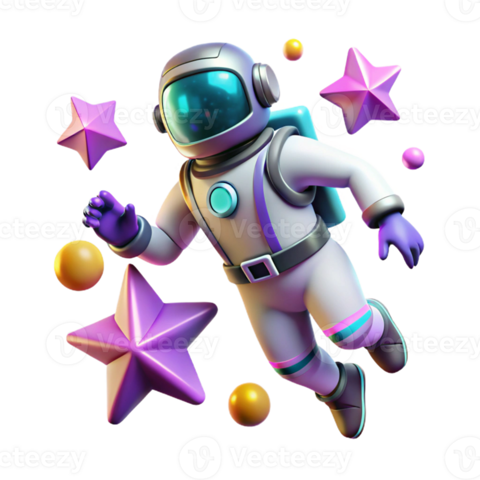 serene abstract 3D Astronaut Illustration Space Adventure original png