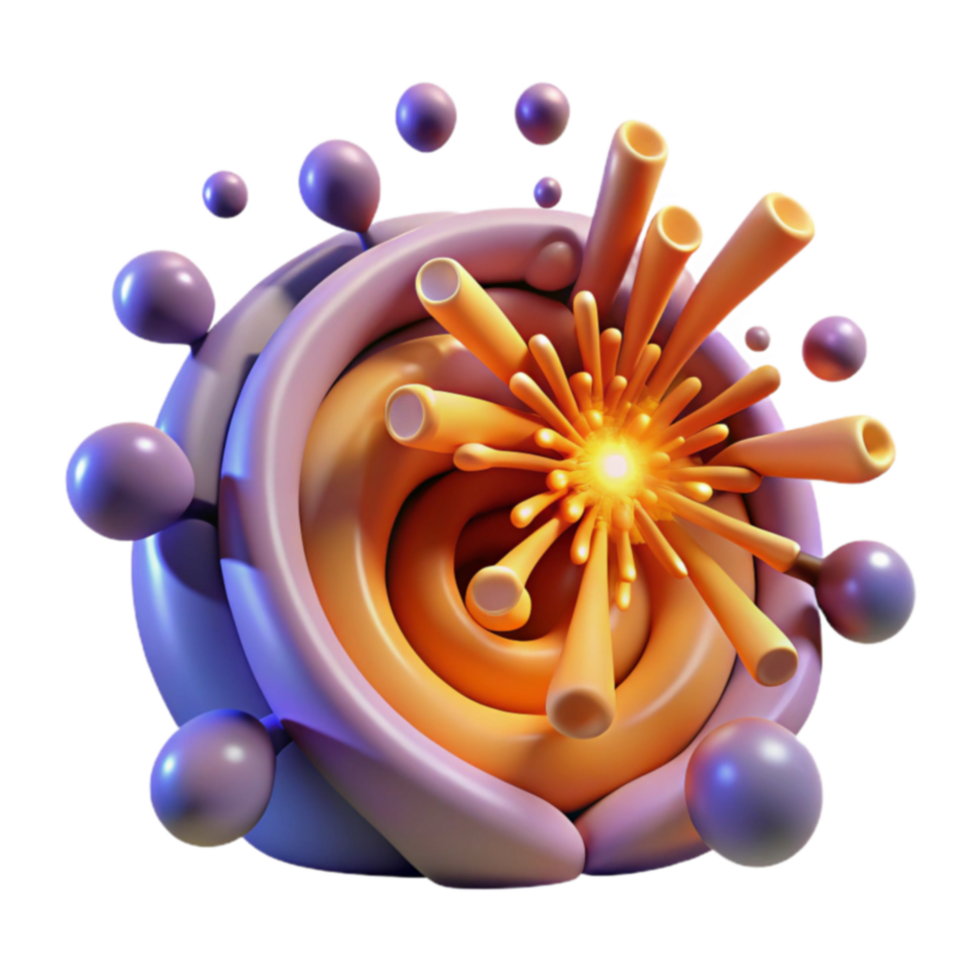 Abstract 3D Render Spiral Burst of Color and Form png