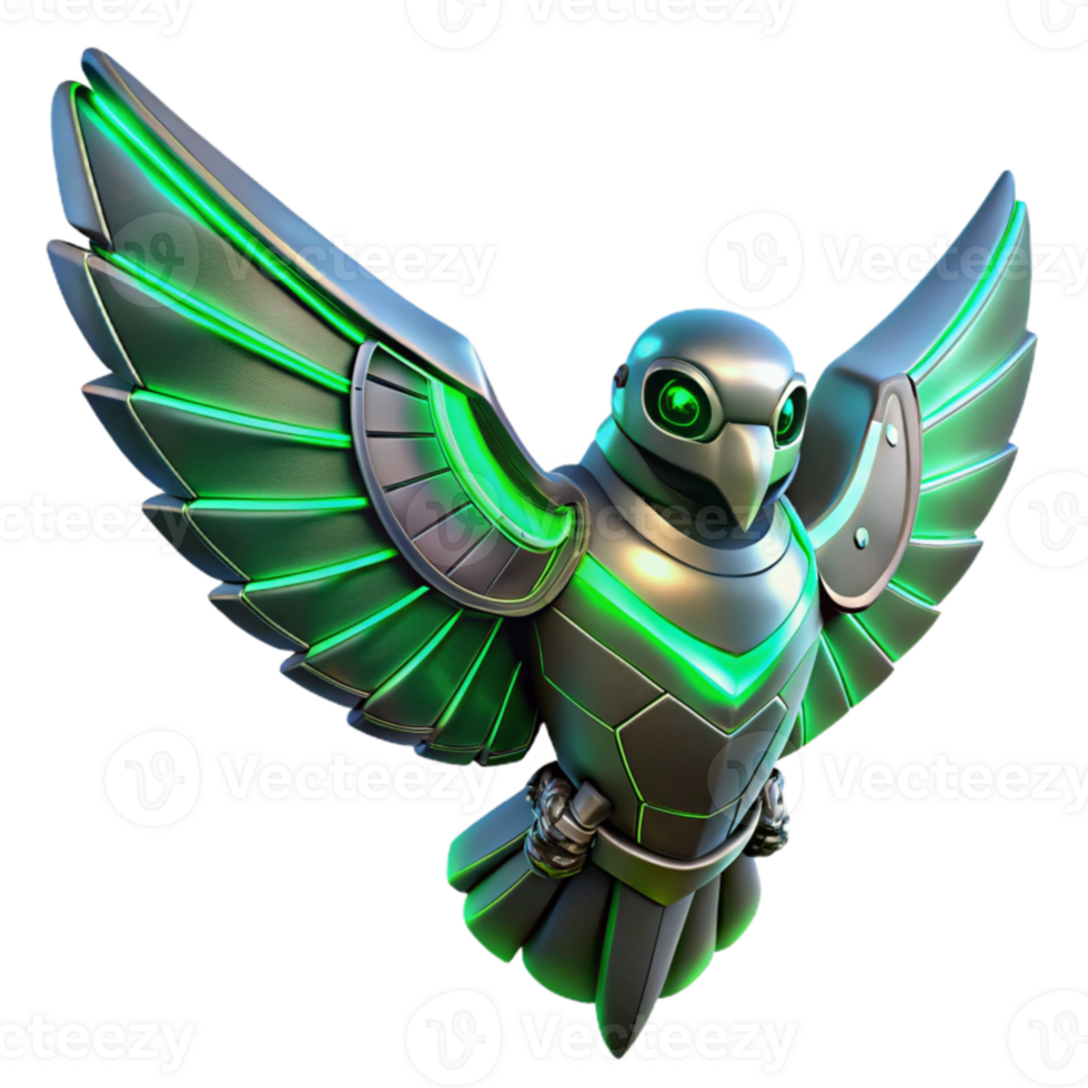 elegant rustic Cybernetic Bird 3D Render authentic png