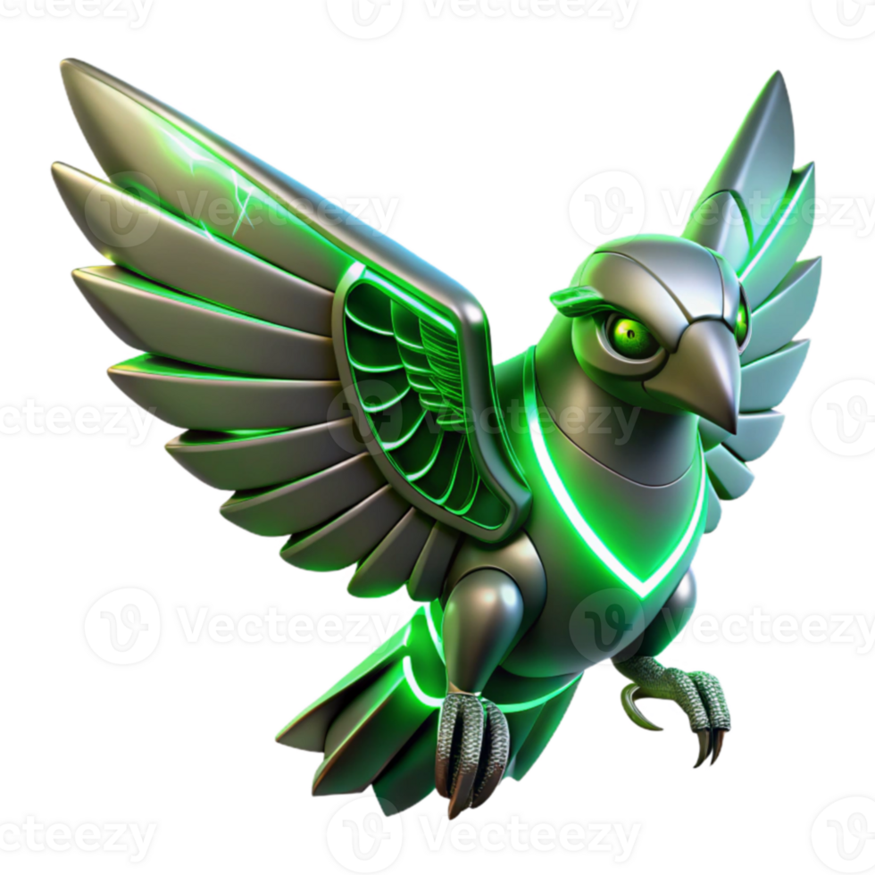 impressive abstract Cybernetic Bird 3D Render genuine png