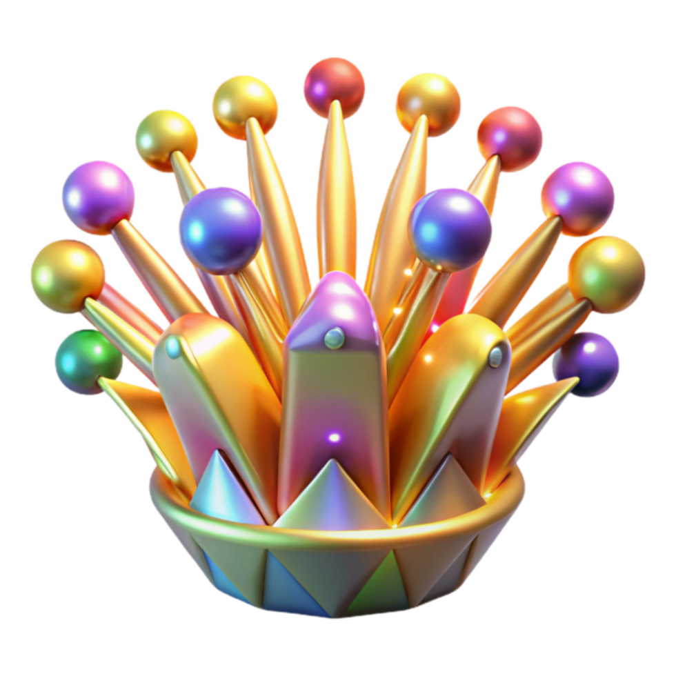 Rainbow Crown Festive, Iridescent, 3D Render png