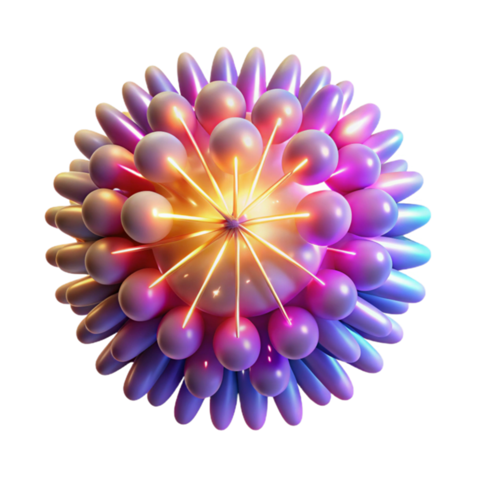Abstract 3D Sphere Glowing Orb with Radiant Structure png