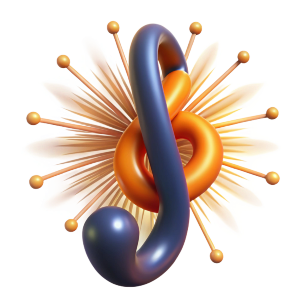 Abstract 3D Music Note with Floral Design png