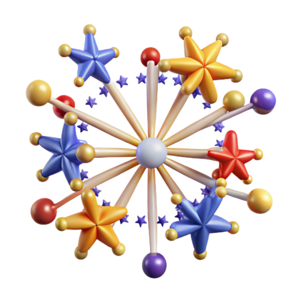 Colorful Starburst Abstract 3D Render png