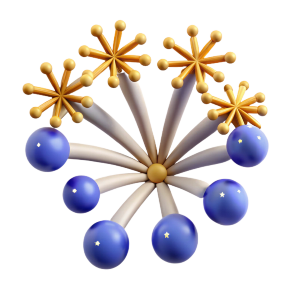 Abstract 3D Model Starburst Cluster with Spherical Nodes png