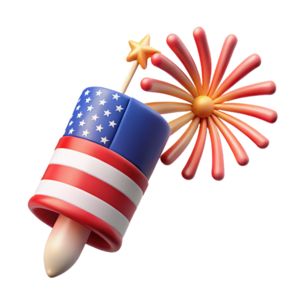 Patriotic Firecracker Fireworks 3D Render png