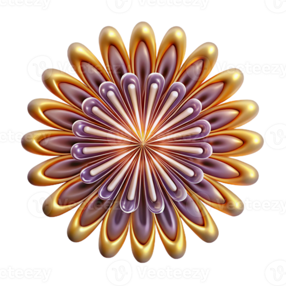 Abstract Golden Purple Flower Mandala png