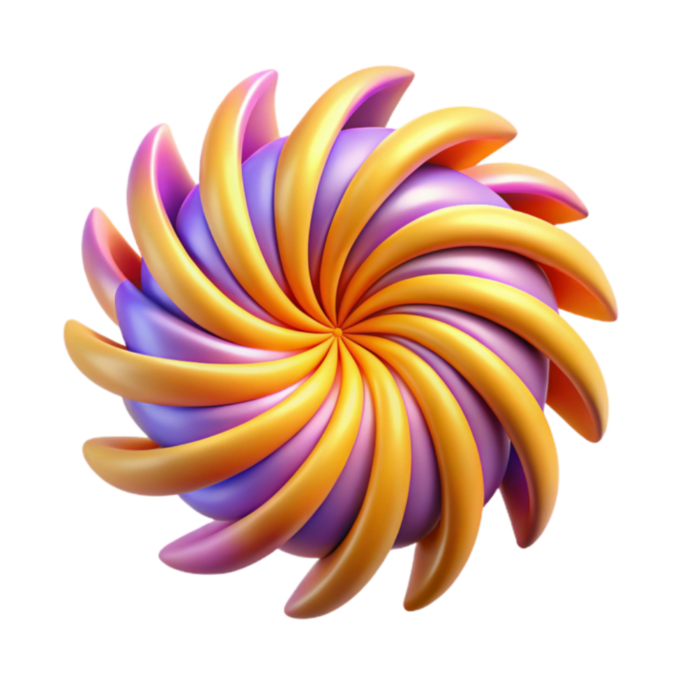 Abstract Swirl 3D Render of a Colorful, Spiral Design png