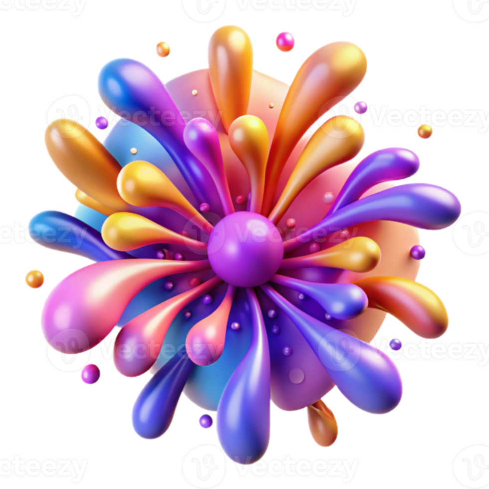 Abstract Colorful 3D Liquid Splash Design png