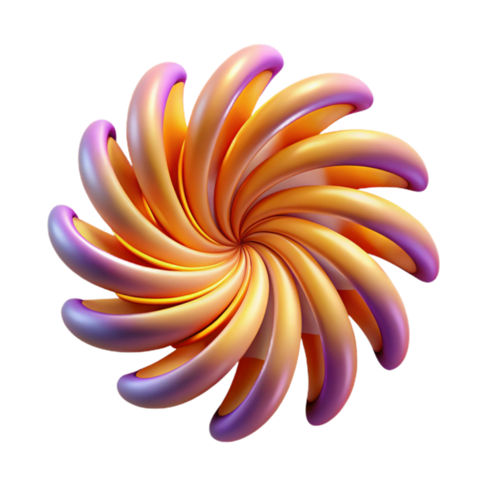 Abstract 3D Spiral Orange and Purple Swirl Design png